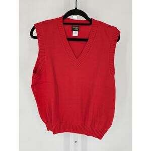 Vintage Susan Ess Womens Sz 42 Sweater Vest Red V Neck 100% Cotton